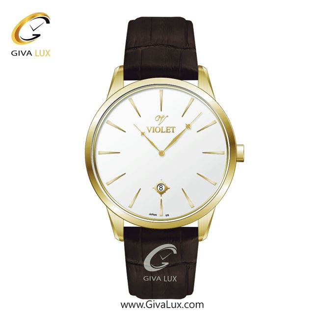 ساعت مچی اورجینال مردانه ویولت VIOLET طلایی | قهوه ای| سفید| کد رفرنس 0551/2